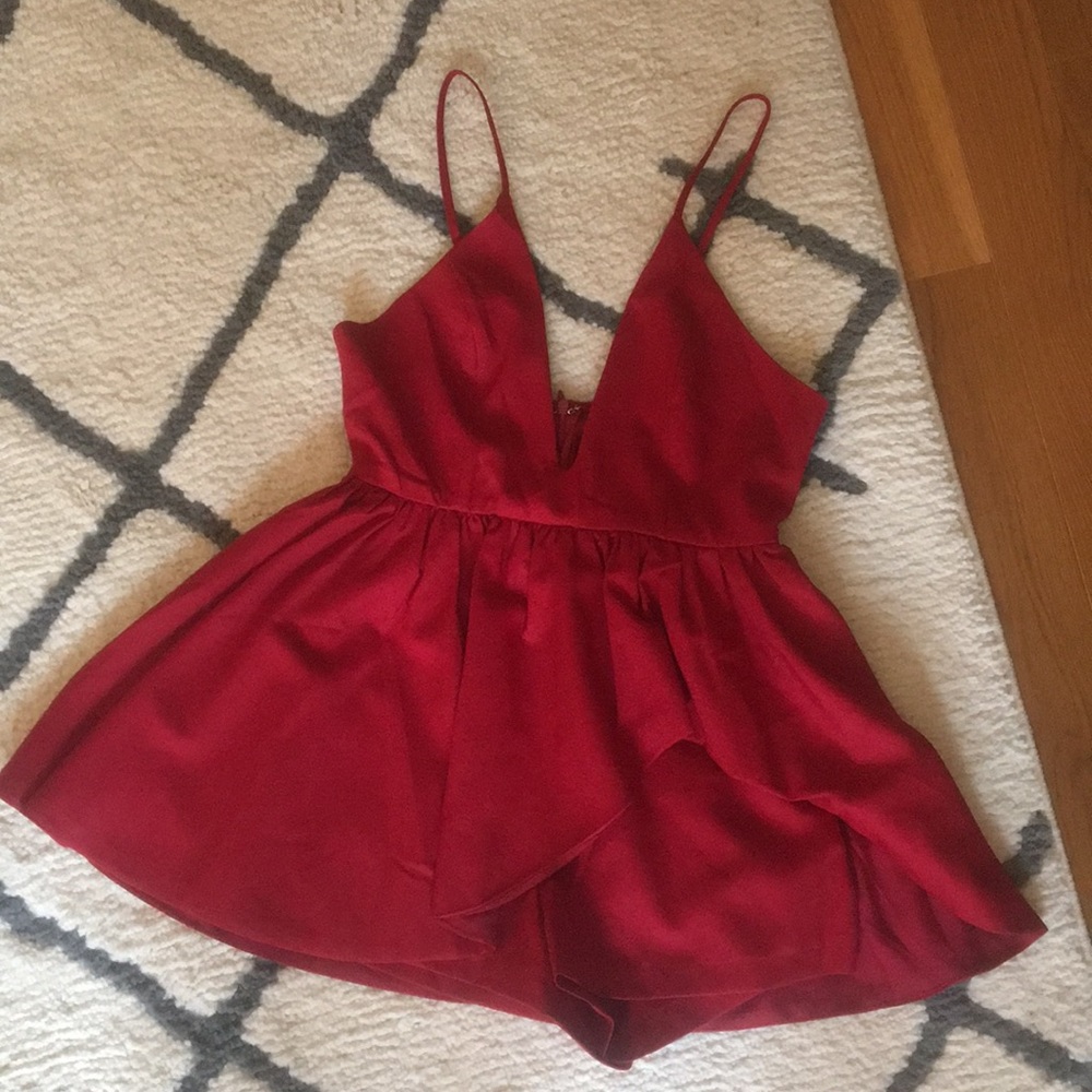 Red Peplum Romper